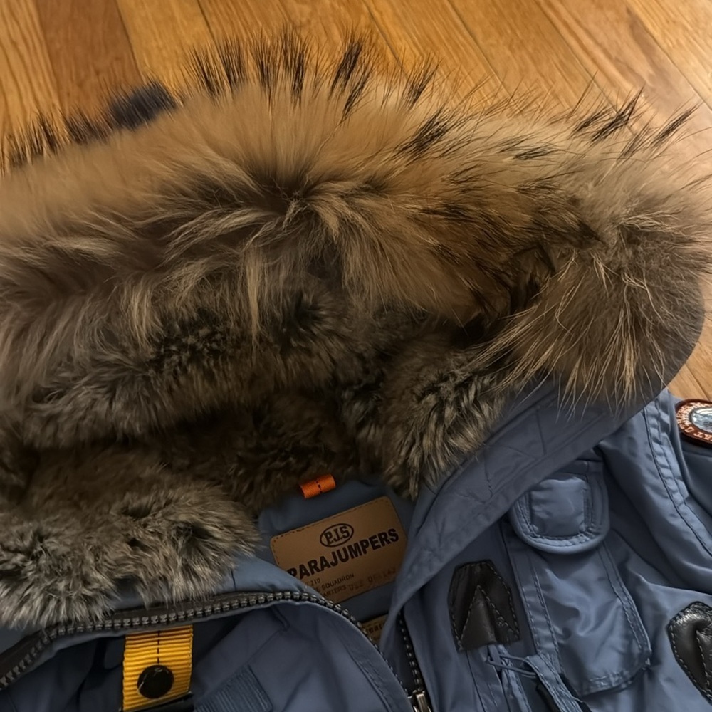Parajumpers Kids masterpiece series Powder Blue Puffer Jacket with Fur-Trim Hood - Picture 5 of 16
